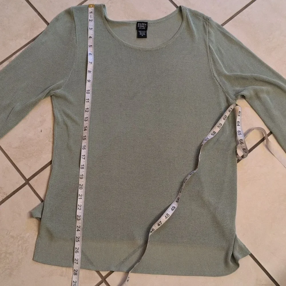 Eileen Fisher Italian Yarn Mesh Knit Top Seafoam Green Size M
